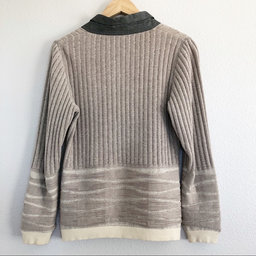 Pardon Color Block Beige Gray Ribbed Jacket Large - Picture 6 of 8